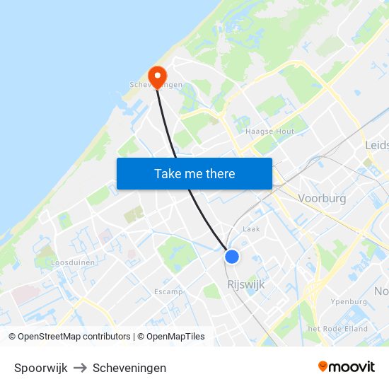 Spoorwijk to Scheveningen map