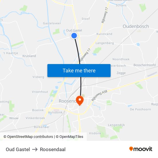 Oud Gastel to Roosendaal map