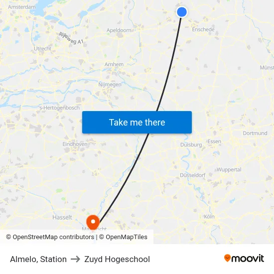 Almelo, Station to Zuyd Hogeschool map