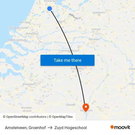 Amstelveen, Groenhof to Zuyd Hogeschool map