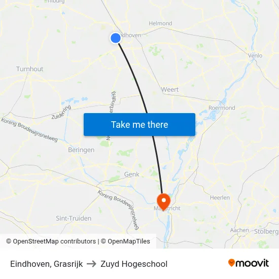Eindhoven, Grasrijk to Zuyd Hogeschool map