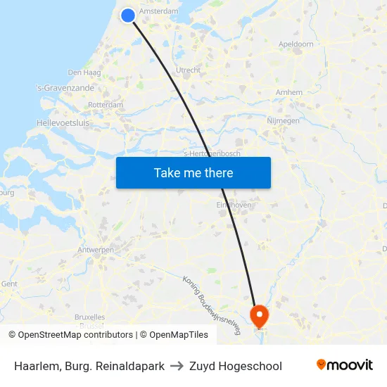Haarlem, Burg. Reinaldapark to Zuyd Hogeschool map