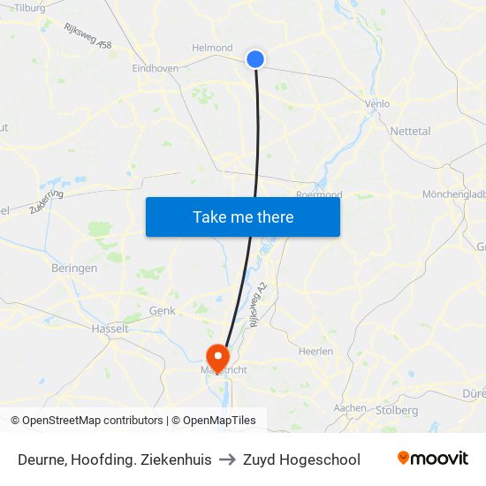 Deurne, Hoofding. Ziekenhuis to Zuyd Hogeschool map