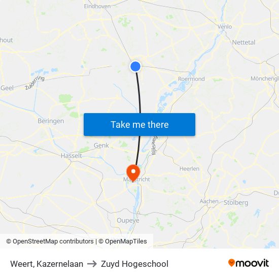 Weert, Kazernelaan to Zuyd Hogeschool map