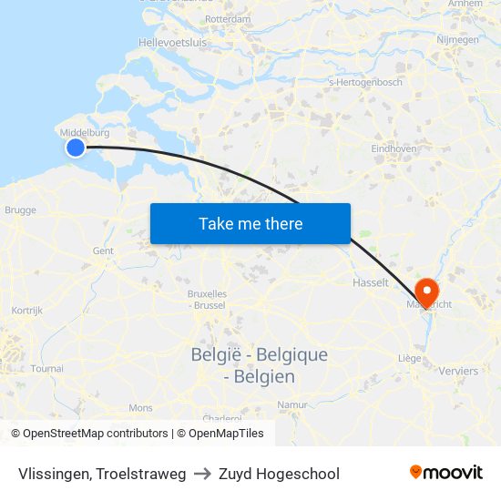 Vlissingen, Troelstraweg to Zuyd Hogeschool map