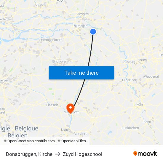 Donsbrüggen, Kirche to Zuyd Hogeschool map