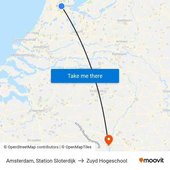 Amsterdam, Station Sloterdijk to Zuyd Hogeschool map