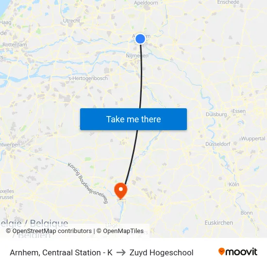 Arnhem, Centraal Station - K to Zuyd Hogeschool map