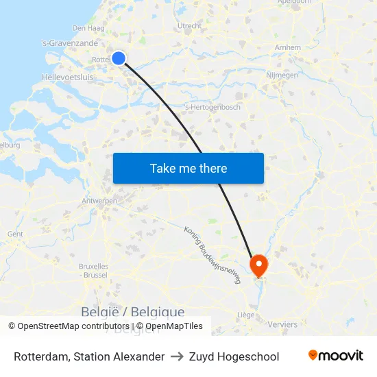 Rotterdam, Station Alexander to Zuyd Hogeschool map