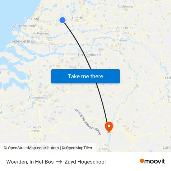 Woerden, In Het Bos to Zuyd Hogeschool map