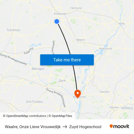 Waalre, Onze Lieve Vrouwedijk to Zuyd Hogeschool map