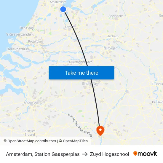 Amsterdam, Station Gaasperplas to Zuyd Hogeschool map