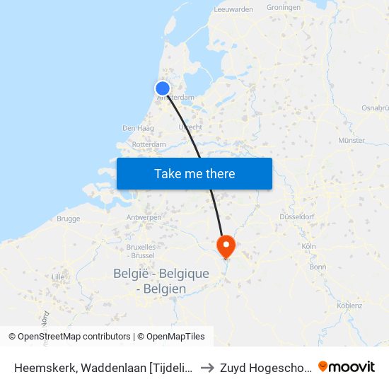 Heemskerk, Waddenlaan [Tijdelijk] to Zuyd Hogeschool map