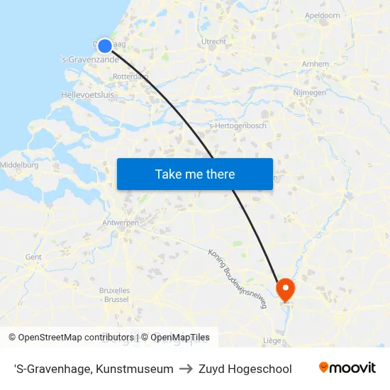 'S-Gravenhage, Kunstmuseum to Zuyd Hogeschool map