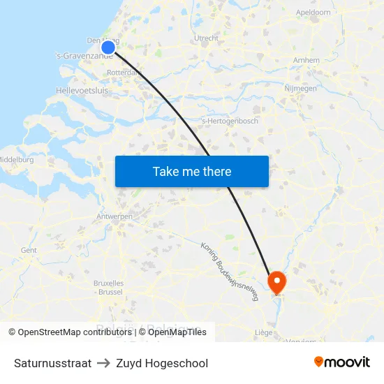 Saturnusstraat to Zuyd Hogeschool map