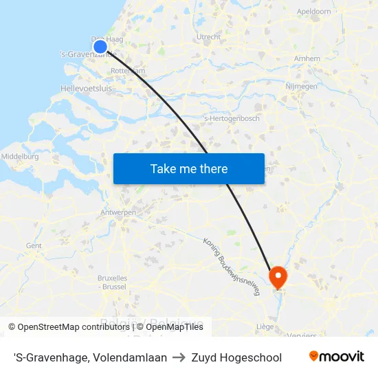 'S-Gravenhage, Volendamlaan to Zuyd Hogeschool map