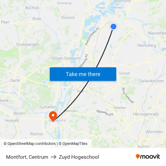 Montfort, Centrum to Zuyd Hogeschool map