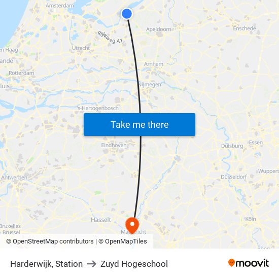 Harderwijk, Station to Zuyd Hogeschool map