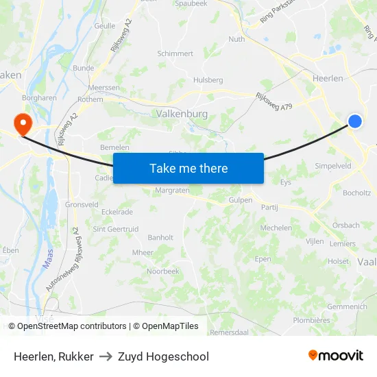 Heerlen, Rukker to Zuyd Hogeschool map