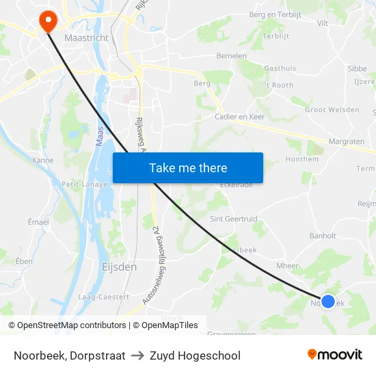Noorbeek, Dorpstraat to Zuyd Hogeschool map