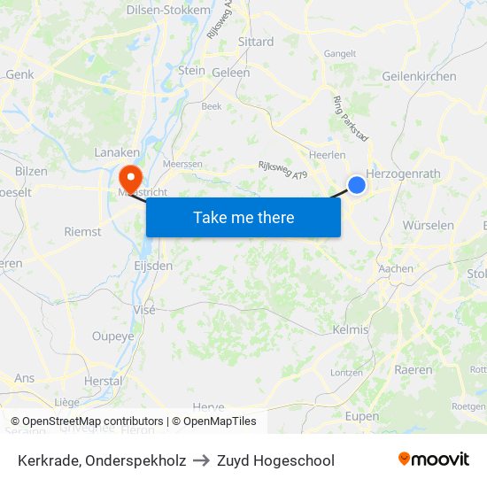 Kerkrade, Onderspekholz to Zuyd Hogeschool map