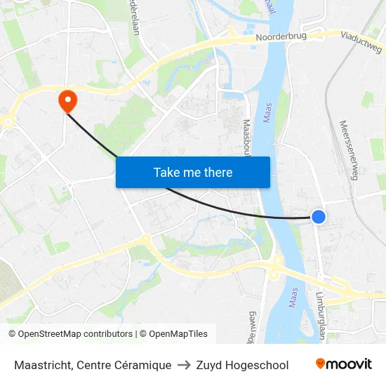 Maastricht, Centre Céramique to Zuyd Hogeschool map