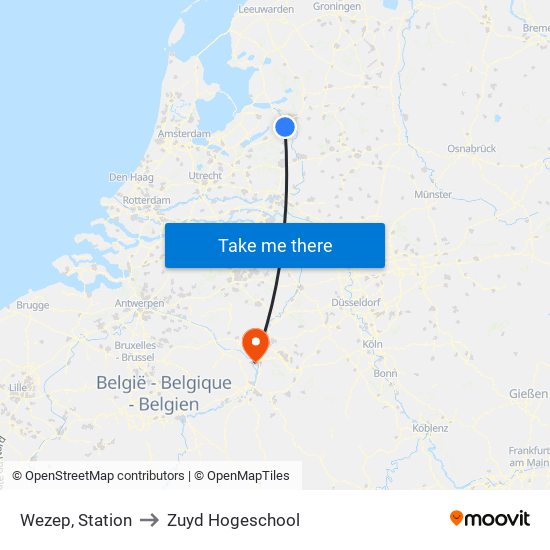 Wezep, Station to Zuyd Hogeschool map