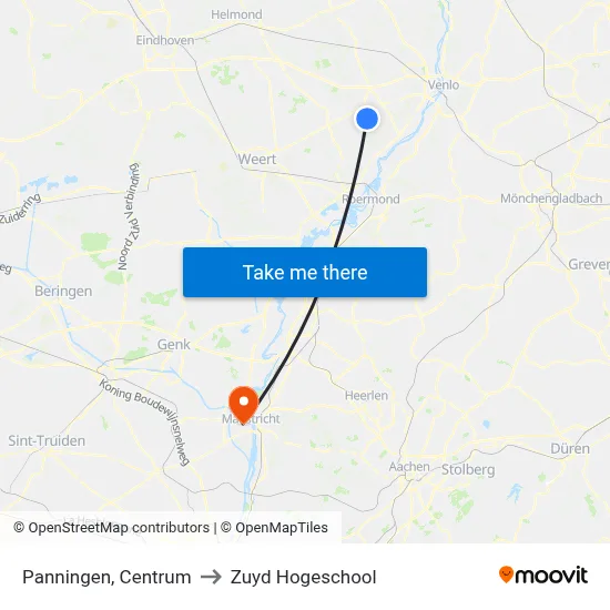 Panningen, Centrum to Zuyd Hogeschool map