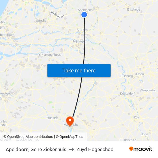 Apeldoorn, Gelre Ziekenhuis to Zuyd Hogeschool map