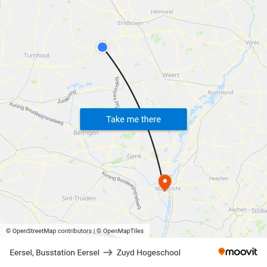 Eersel, Busstation Eersel to Zuyd Hogeschool map
