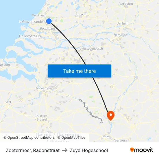 Zoetermeer, Radonstraat to Zuyd Hogeschool map