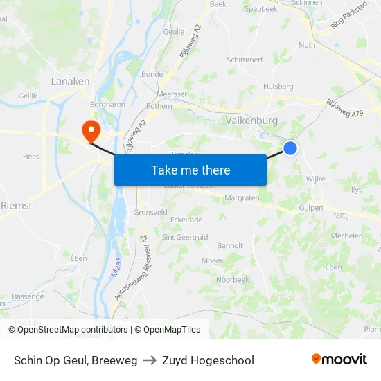 Schin Op Geul, Breeweg to Zuyd Hogeschool map