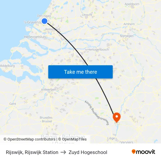 Rijswijk, Rijswijk Station to Zuyd Hogeschool map