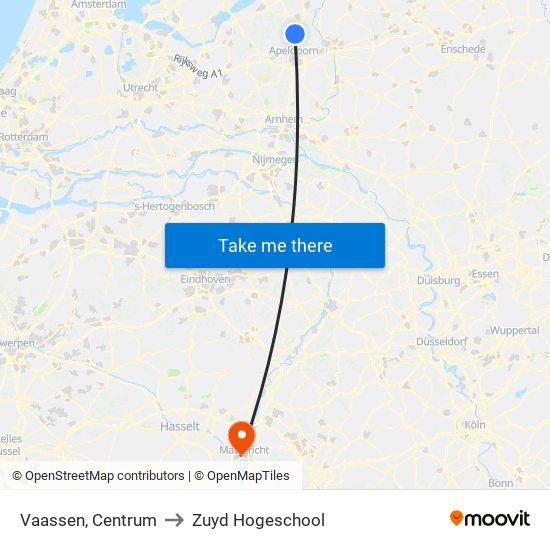 Vaassen, Centrum to Zuyd Hogeschool map