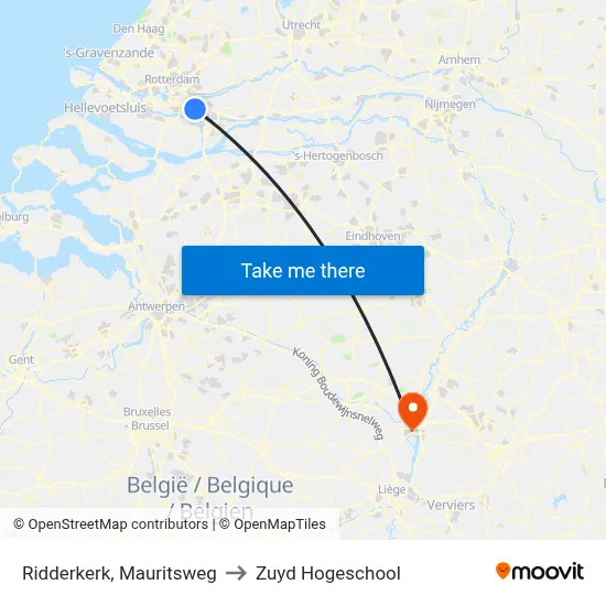 Ridderkerk, Mauritsweg to Zuyd Hogeschool map