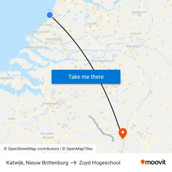 Katwijk, Nieuw Brittenburg to Zuyd Hogeschool map