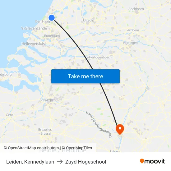 Leiden, Kennedylaan to Zuyd Hogeschool map
