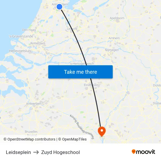 Leidseplein to Zuyd Hogeschool map