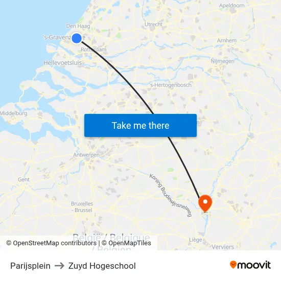 Parijsplein to Zuyd Hogeschool map