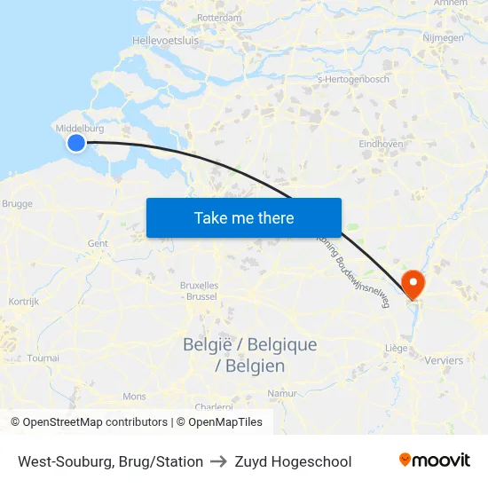 West-Souburg, Brug/Station to Zuyd Hogeschool map