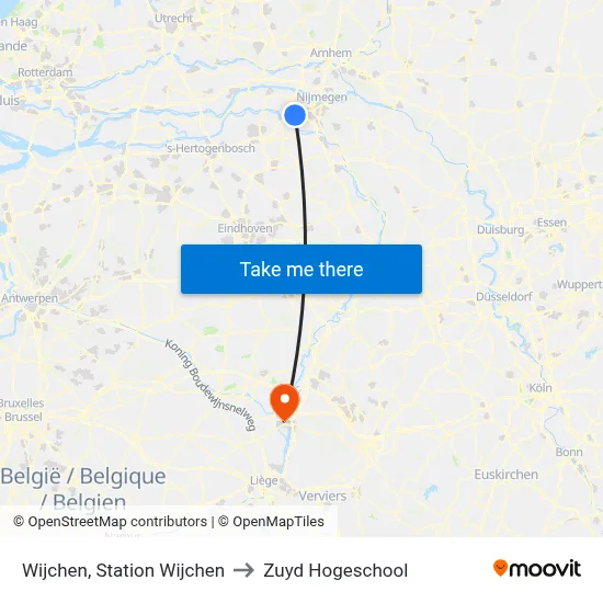 Wijchen, Station Wijchen to Zuyd Hogeschool map