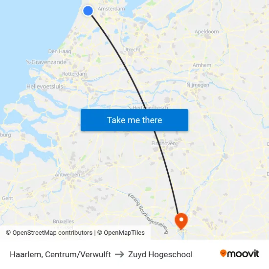 Haarlem, Centrum/Verwulft to Zuyd Hogeschool map