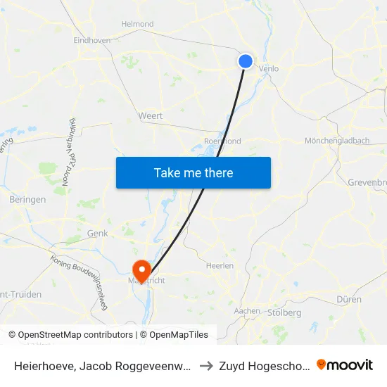 Heierhoeve, Jacob Roggeveenweg to Zuyd Hogeschool map