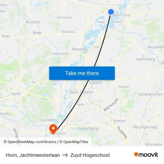 Horn, Jachtmeesterlaan to Zuyd Hogeschool map