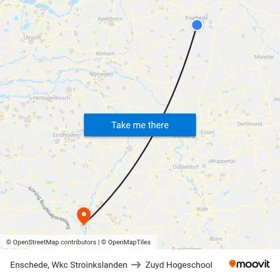 Enschede, Wkc Stroinkslanden to Zuyd Hogeschool map