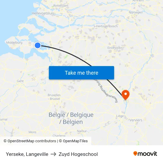 Yerseke, Langeville to Zuyd Hogeschool map