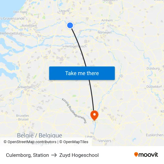 Culemborg, Station to Zuyd Hogeschool map