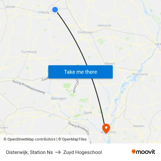 Oisterwijk, Station Ns to Zuyd Hogeschool map