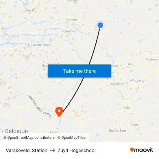 Varsseveld, Station to Zuyd Hogeschool map