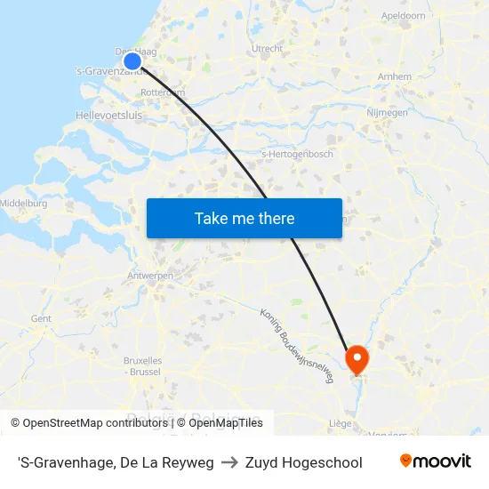 'S-Gravenhage, De La Reyweg to Zuyd Hogeschool map